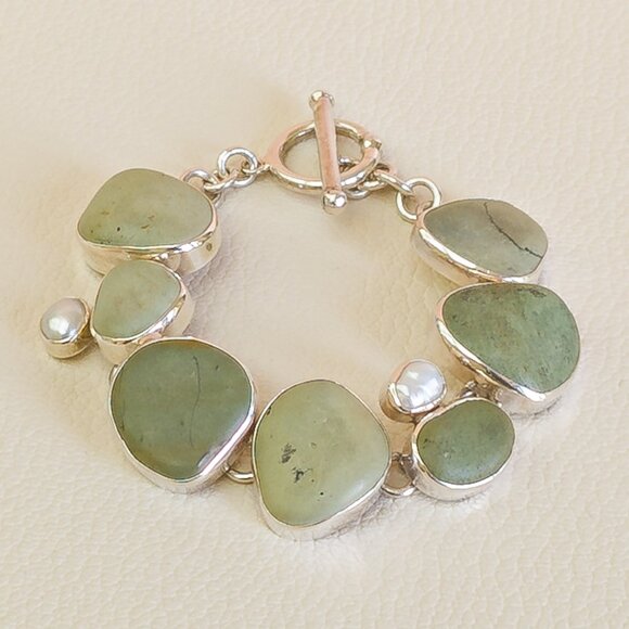 Echo of the Dreamer Sterling River-Rock & Toggle Bracelet...